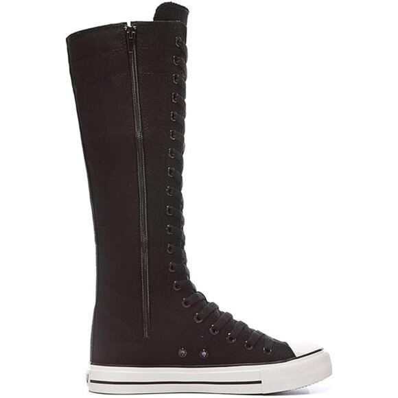 Women's Tall Canvas Lace up Knee High Sneakers - Picture 6 of 6